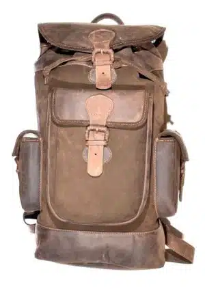Jagdrucksack Echtleder mit Seitentaschen dunkel