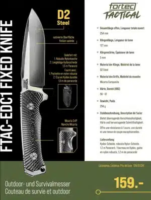 Fortec Tactical FTAC-EDC1 Fixed Knife