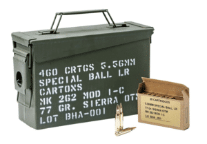 5.56x45 Nato Black Hills MK262 Mod 77grs. OTM - 460-Schuss mit Kiste
